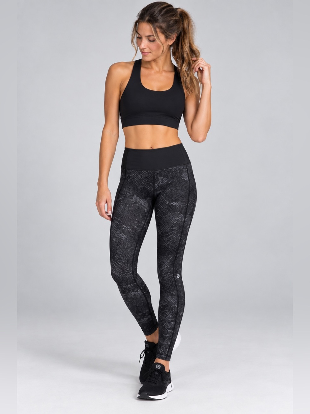 Lululemon Speed Tight II Leggings Full On Luxtreme Sequin Snake Slate Black 8